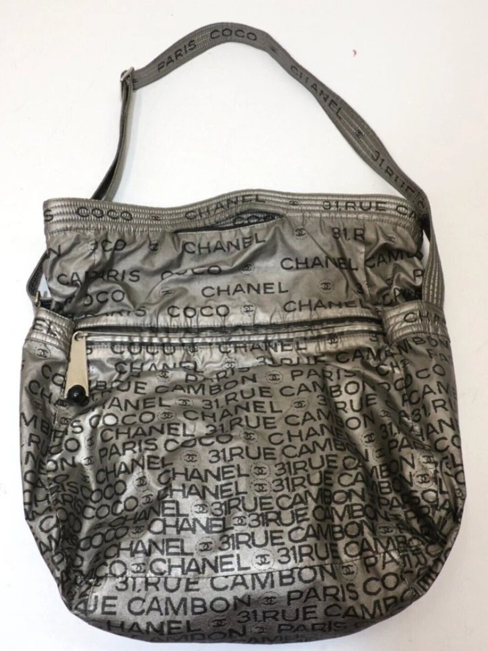 Chanel Silver 31 Rue Cambon CC Coco Graphic 2way Hobo Bag
